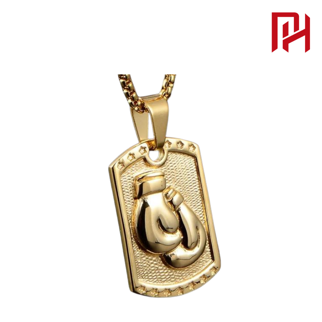 Corrente Pingente de Luvas de Boxe - Dourado e Prateado!