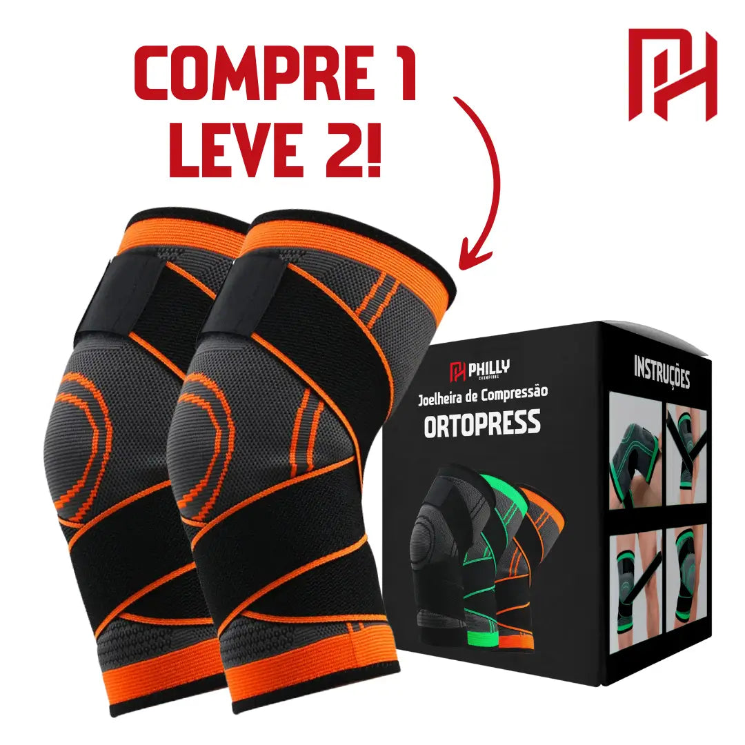 OrtoPress Philly™ – Joelheira Ortopédica de Compressão (COMPRE 1 LEVE 2)